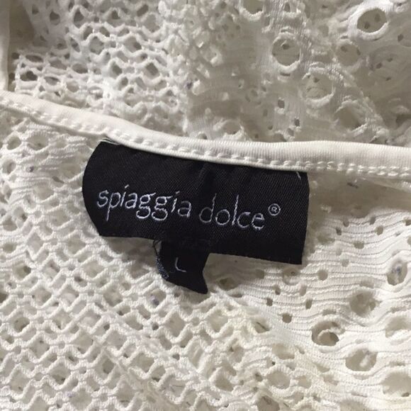 SPIAGGIA DOLCE Lace Crochet Coverup Tunic Dress Strappy Womens Large - Picture 5 of 8